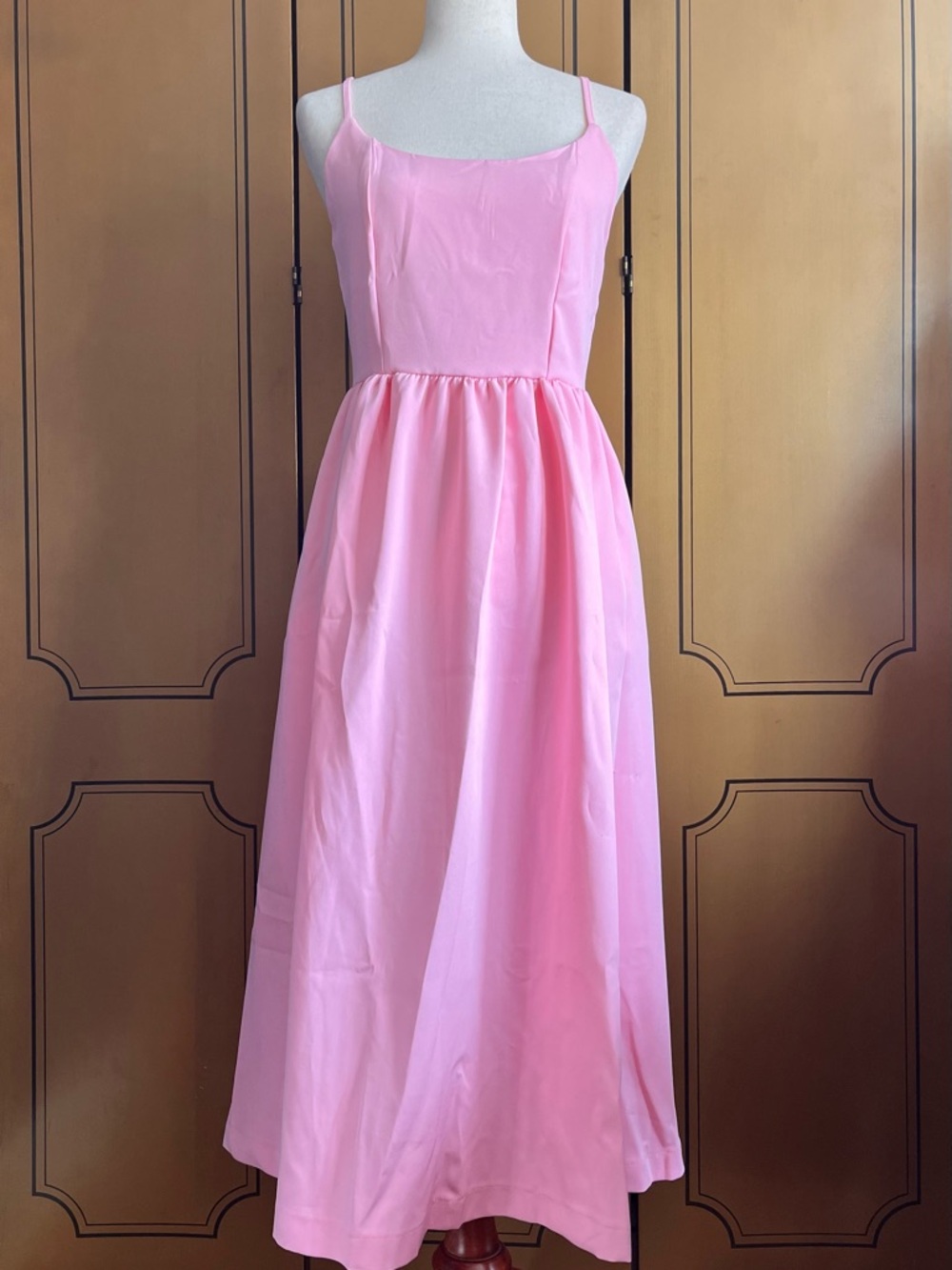 Pink Spaghetti Strap Maxi Dress